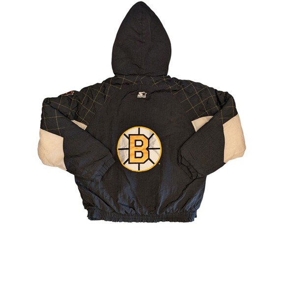 Vintage 90's NHL Boston Bruins Yellow Starter Hooded Parka Puffer Jacket Size M - Picture 6 of 7